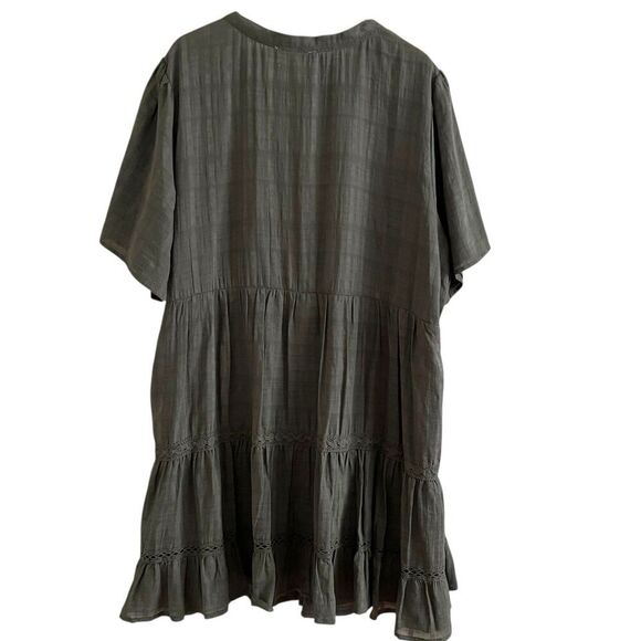 Nurture Westbound Eyelet Lace Tiered Dress sz 3X Olive Green Cottagecore Boho - Picture 3 of 12